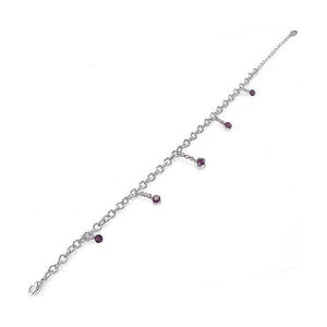 Simple Anklet with Purple Austrian Element Crystals
