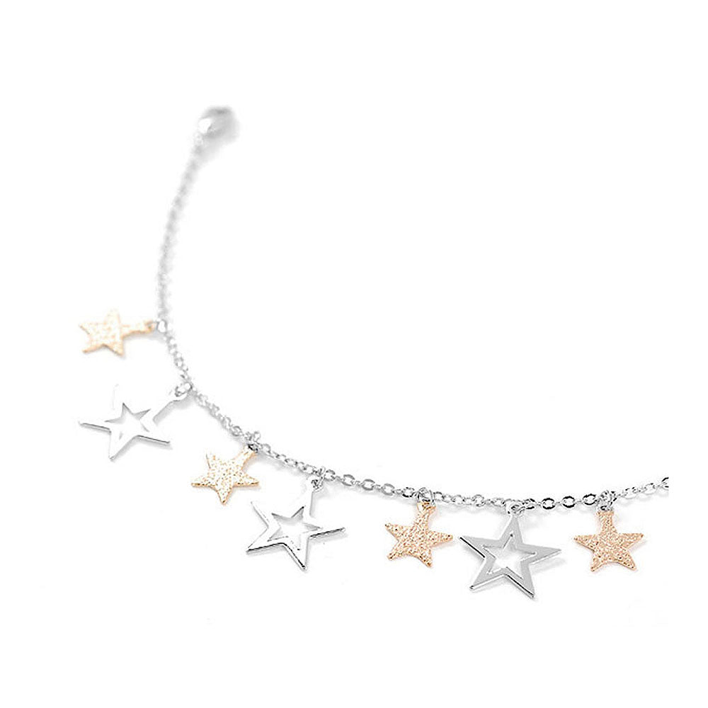 Anklet with Silver and Golden Star Charms
