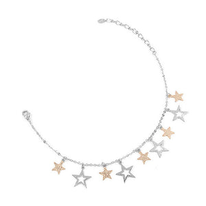 Anklet with Silver and Golden Star Charms