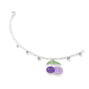 Cutie Purple Berry Anklet with Purple Austrian Element Crystals