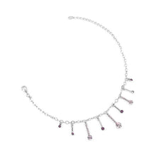 Load image into Gallery viewer, Elegant Charms Anklet with Purple Austrian Element Crystals