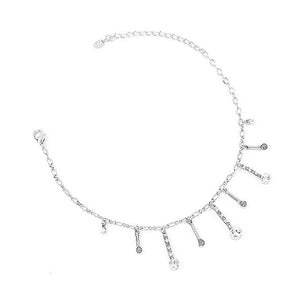 Elegant Charms Anklet with Silver and Dark Grey Austrian Element Crystals