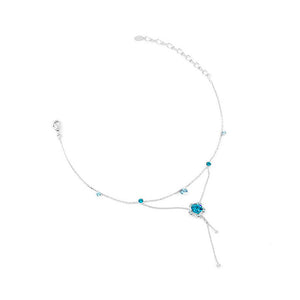 Flower Anklet with Blue Austrian Element Crystals