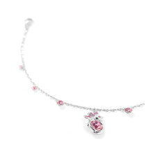 Load image into Gallery viewer, Butterfly Anklet with Pink Austrian Element Crystal and CZ