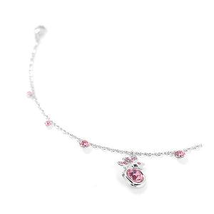 Butterfly Anklet with Pink Austrian Element Crystal and CZ