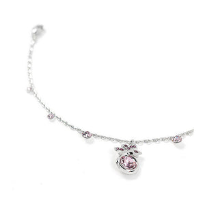 Butterfly Anklet with Purple Austrian Element Crystal and CZ