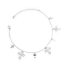Load image into Gallery viewer, Elegant Cross on Anklet with Silver Austrian Element Crystals