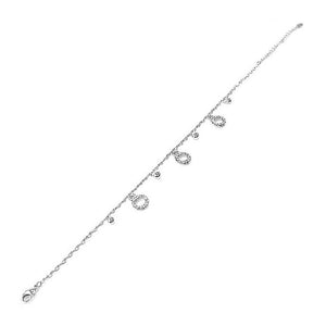 Simple Circle Anklet with Silver Austrian Element Crystals