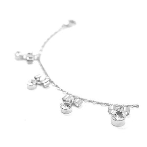 Elegant Ribbon Anklet with Silver Austrian Element Crystals