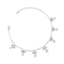 Load image into Gallery viewer, Elegant Ribbon Anklet with Silver Austrian Element Crystals