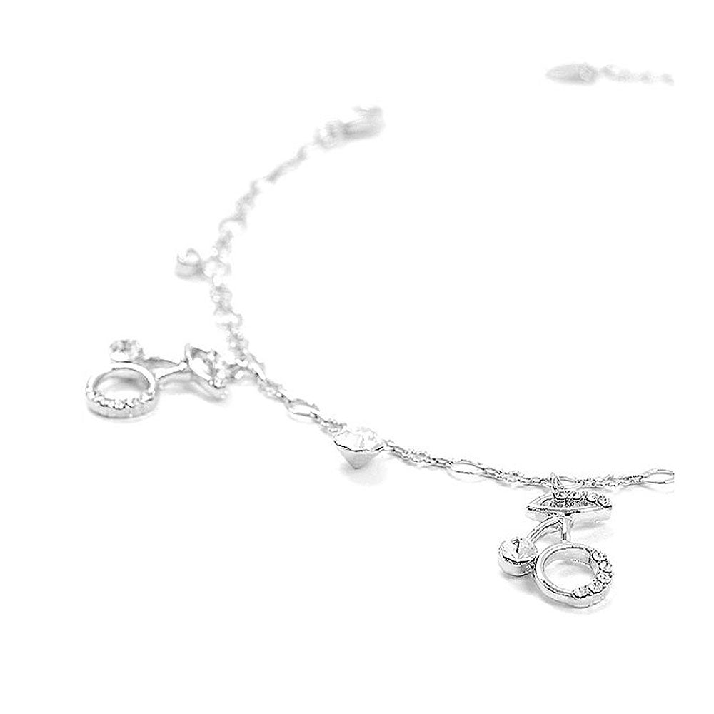 Elegant Berry Anklet with Silver Austrian Element Crystals