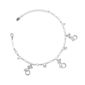 Elegant Berry Anklet with Silver Austrian Element Crystals