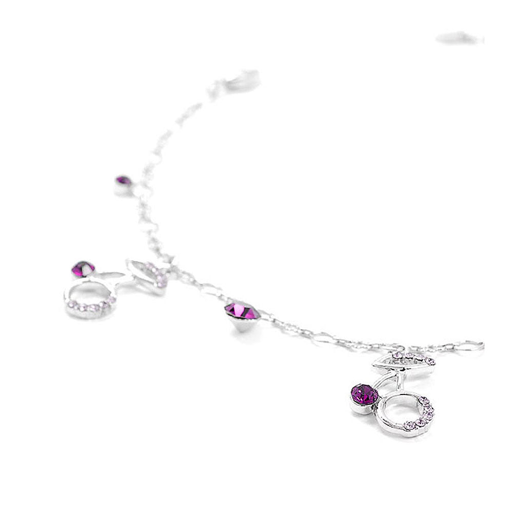 Elegant Berry Anklet with Purple Austrian Element Crystals