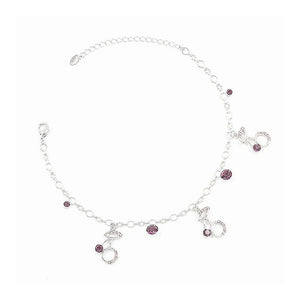 Elegant Berry Anklet with Purple Austrian Element Crystals
