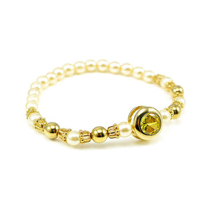 Fancy Fashion Pearl Bracelet with Yellow Austrian Element Crystal