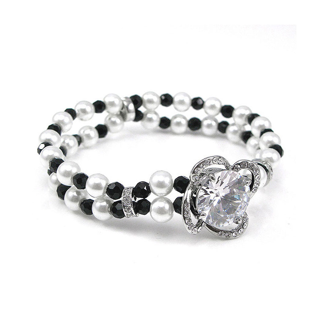 Fancy Fashion Pearl Bracelet with Silver Austrian Element Crystal