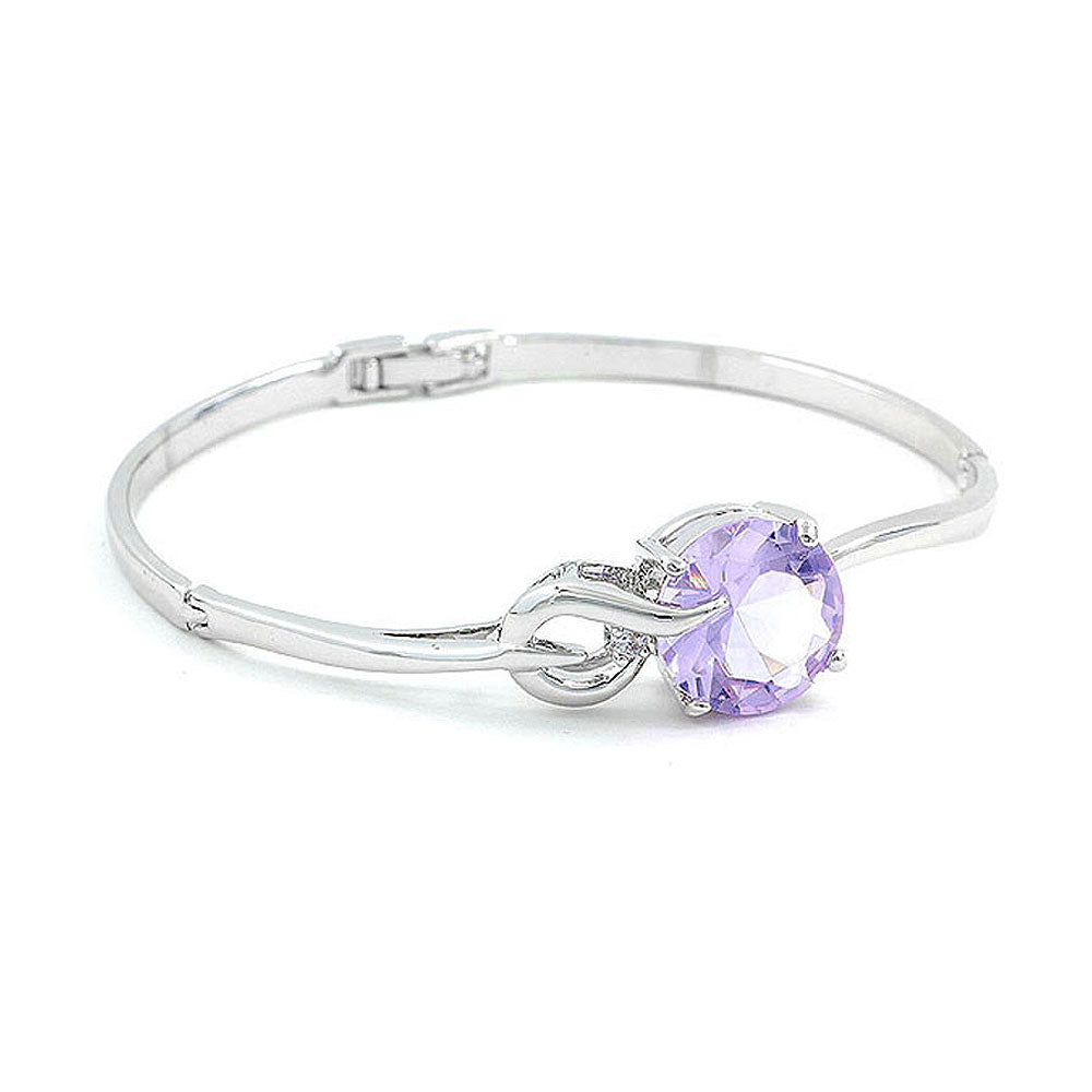 Glistening Bangle with Purple Austrian Crystal