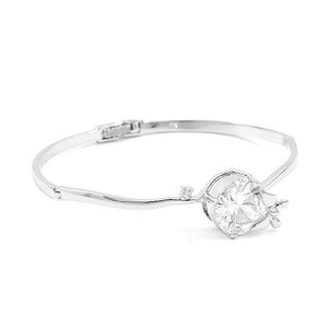Trendy Mini Butterfly Bangle with Silver Austrian Element Crystals and CZ Bead