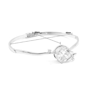 Trendy Mini Butterfly Bangle with Silver Austrian Element Crystals and CZ Bead