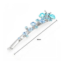 Load image into Gallery viewer, Flying Butterfly Hair Clip in Blue Austrian Element Crystals