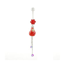 Load image into Gallery viewer, Red Pear Belly Ring with Red Austrian Element Crystals