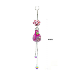 Pink Pear Belly Ring with Pink Austrian Element Crystals