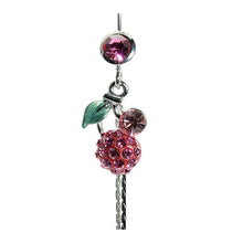 Load image into Gallery viewer, Belly Ring with Green Leaf and Pink Austrian Element Crystals