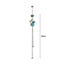 Load image into Gallery viewer, Belly Ring with Green Leaf and Light Blue Austrian Element Crystals
