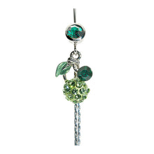 Load image into Gallery viewer, Belly Ring with Green Leaf and Green Austrian Element Crystals