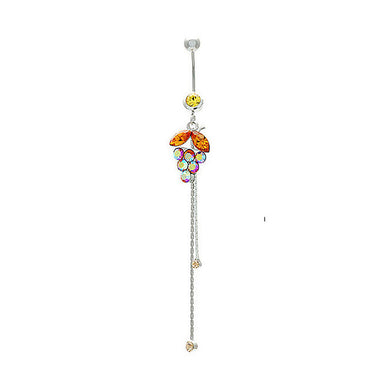 Orange Grape Belly Ring with Yellow and Orange Austrian Element Crystals