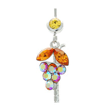 Load image into Gallery viewer, Orange Grape Belly Ring with Yellow and Orange Austrian Element Crystals