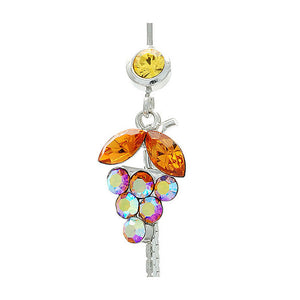 Orange Grape Belly Ring with Yellow and Orange Austrian Element Crystals