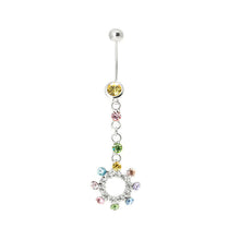 Load image into Gallery viewer, Sparkling Colorful Circle Belly Ring with Multi-colour Austrian Element Crystals
