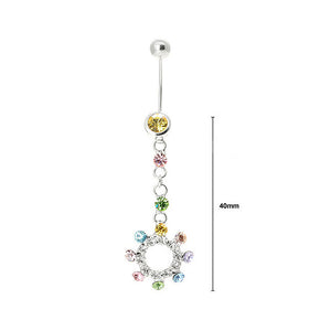 Sparkling Colorful Circle Belly Ring with Multi-colour Austrian Element Crystals