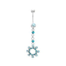 Load image into Gallery viewer, Sparkling Blue Circle Belly Ring with Blue Austrian Element Crystals