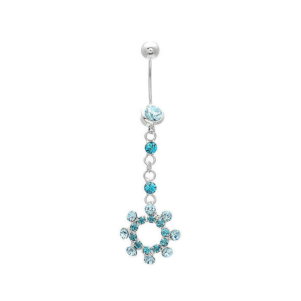 Sparkling Blue Circle Belly Ring with Blue Austrian Element Crystals