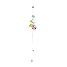Load image into Gallery viewer, Cherry Belly Ring with Multi-colour Austrian Element Crystals