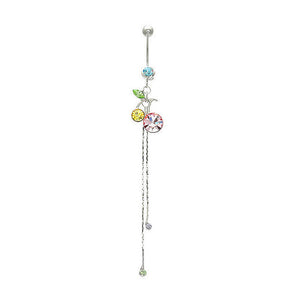Cherry Belly Ring with Multi-colour Austrian Element Crystals