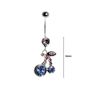 Cherry Belly Ring with Purple Austrian Element Crystals