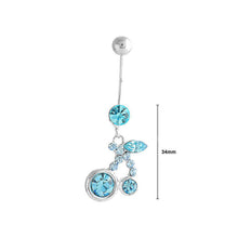 Load image into Gallery viewer, Cherry Belly Ring with Sky Blue Austrian Element Crystals