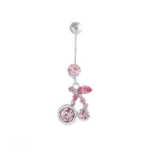 Load image into Gallery viewer, Cherry Belly Ring with Peach Pink Austrian Element Crystals
