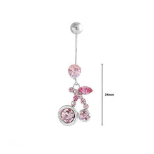 Load image into Gallery viewer, Cherry Belly Ring with Peach Pink Austrian Element Crystals