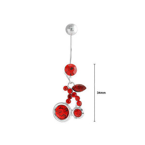 Cherry Belly Ring with Red Austrian Element Crystals