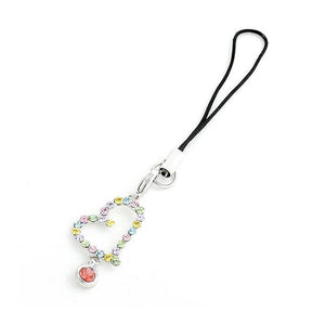 Black Strap with Heart Shape Charms and Multi-color Austrian Element Crystals