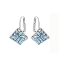 Load image into Gallery viewer, Elegant Rhombus Earrings with Blue Austrian Element Crystals