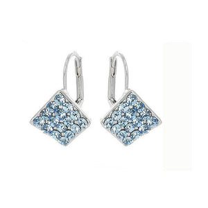 Elegant Rhombus Earrings with Blue Austrian Element Crystals