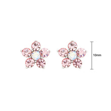 Load image into Gallery viewer, Elegant Flower Earrings with Pink Austrian Element Crystals