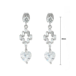 Trendy Heart and Cross Earrings with Silver CZ