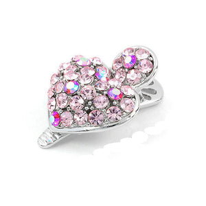 Dazzling Heart Hair Clip with Pink CZ and Austrian Element Crystals (1pc)