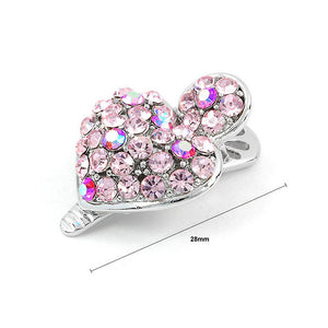 Dazzling Heart Hair Clip with Pink CZ and Austrian Element Crystals (1pc)
